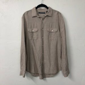 Perry Ellis linen Button down long sleeve shirt